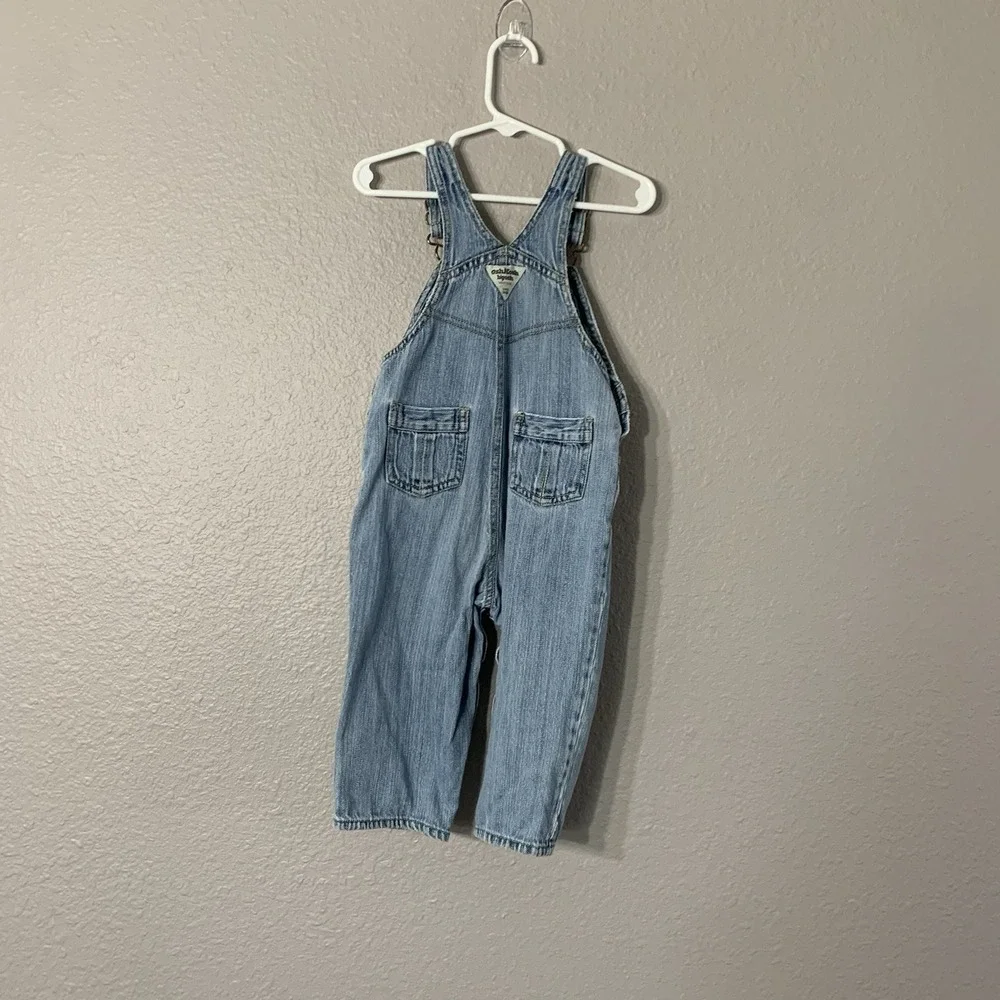Osh Kosh‎ B'Gosh Girls 18M Blue Jean Denim Overalls Vestbak Butterfly Embroidery